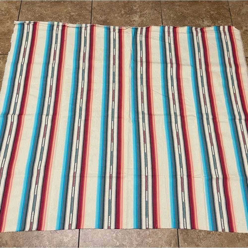Arizona Cream, Pink & Turquoise Striped Cotton Twill